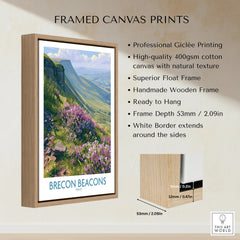 Brecon Beacons Wales Heather Wall Art — framed canvas float frame details quality