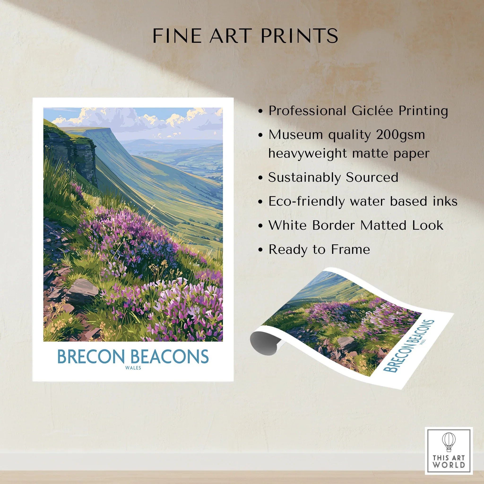 Brecon Beacons Wales Heather Wall Art — fine art print unframed quality details