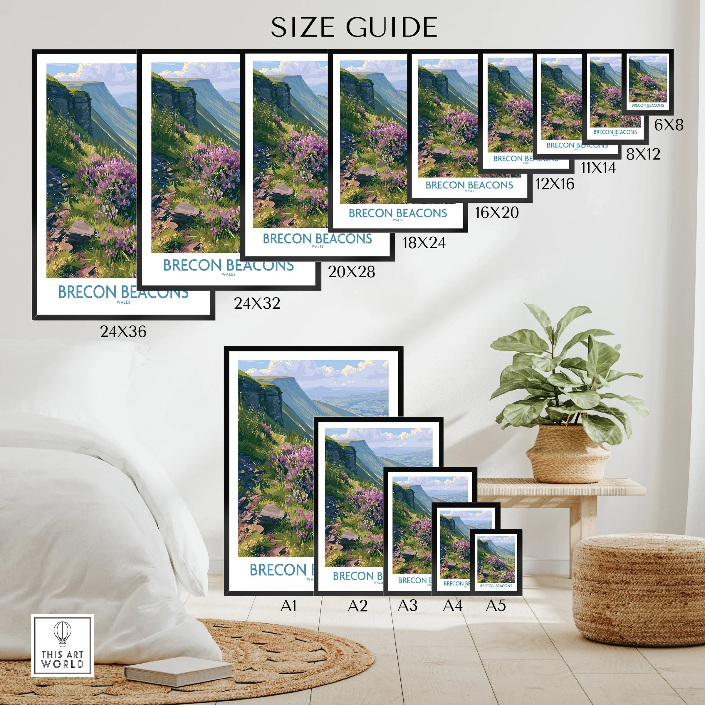 Brecon Beacons Wales Heather Wall Art — wall art poster size guide thisartworld