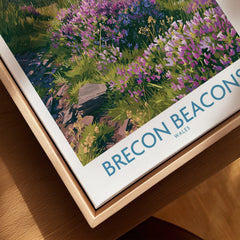 Brecon Beacons Wales Heather Wall Art — closeup framed canvas natural wood floating frame
