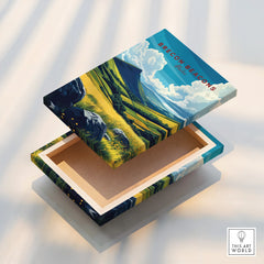 Brecon Beacons Wales Valley Travel Poster — stretched canvas print floating detail mirror edge