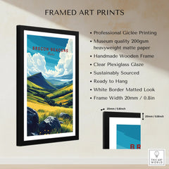 Brecon Beacons Wales Valley Travel Poster — framed print details measurements quality details
