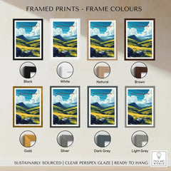 Brecon Beacons Wales Valley Travel Poster — framed print colour options