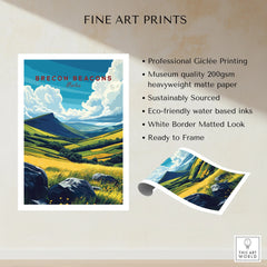 Brecon Beacons Wales Valley Travel Poster — fine art print unframed quality details