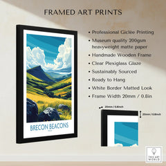 Brecon Beacons Wales Valley Wall Art — framed print details measurements quality details