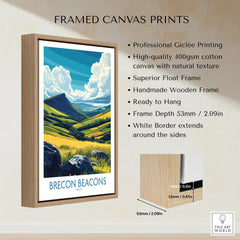 Brecon Beacons Wales Valley Wall Art — framed canvas float frame details quality