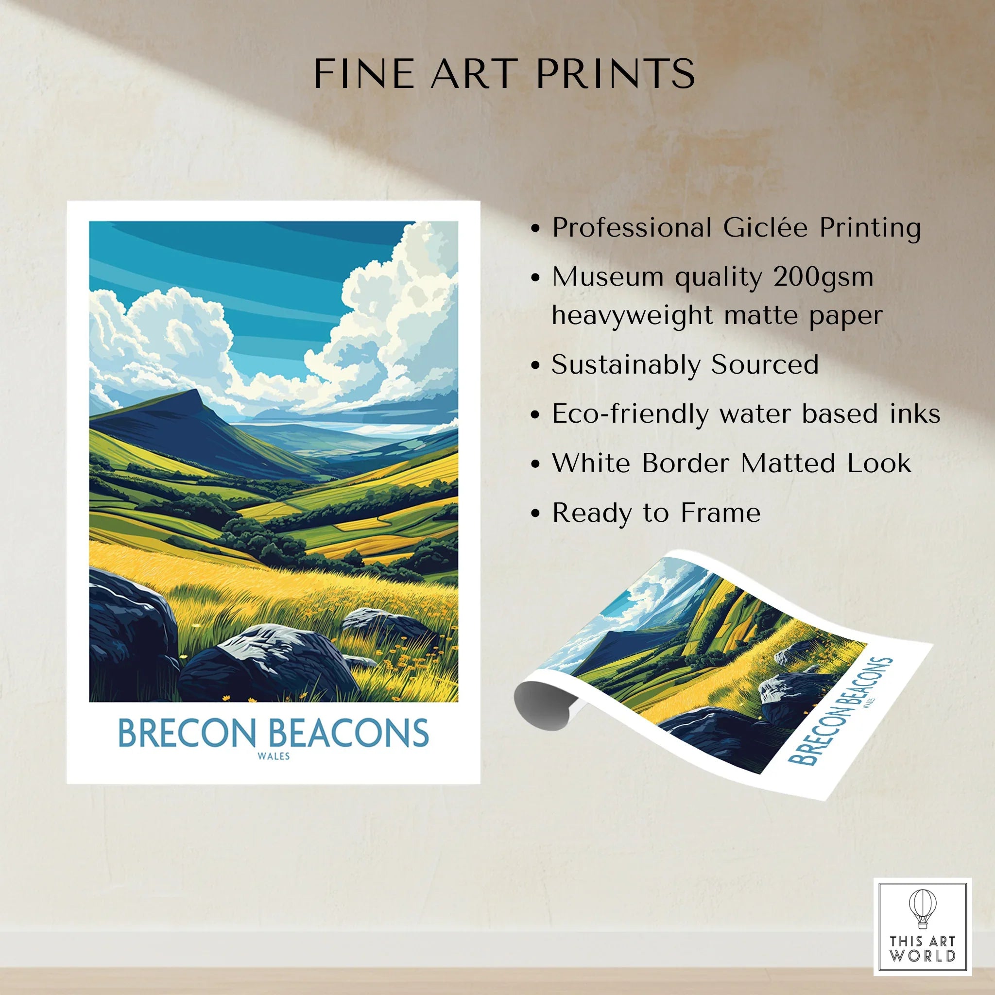 Brecon Beacons Wales Valley Wall Art — fine art print unframed quality details