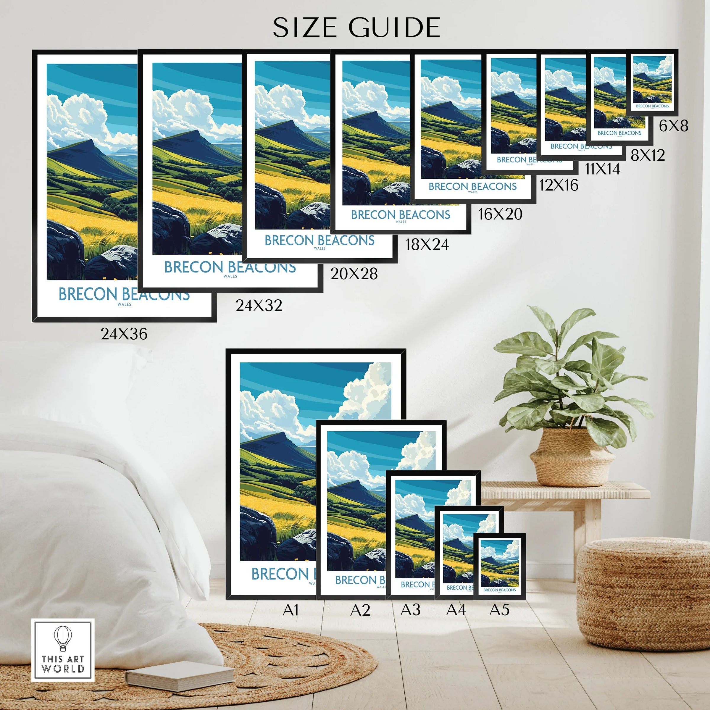 Brecon Beacons Wales Valley Wall Art — wall art poster size guide thisartworld