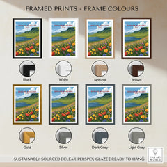 Brecon Beacons Wales Mountain Lake Travel Poster — framed print colour options