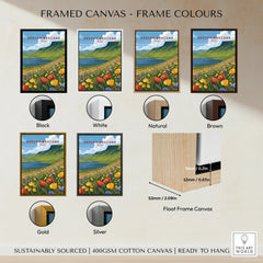 Brecon Beacons Wales Mountain Lake Travel Poster — framed canvas float frame colour options