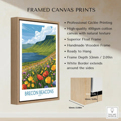 Brecon Beacons Wales Mountain Lake Wall Art — framed canvas float frame details quality