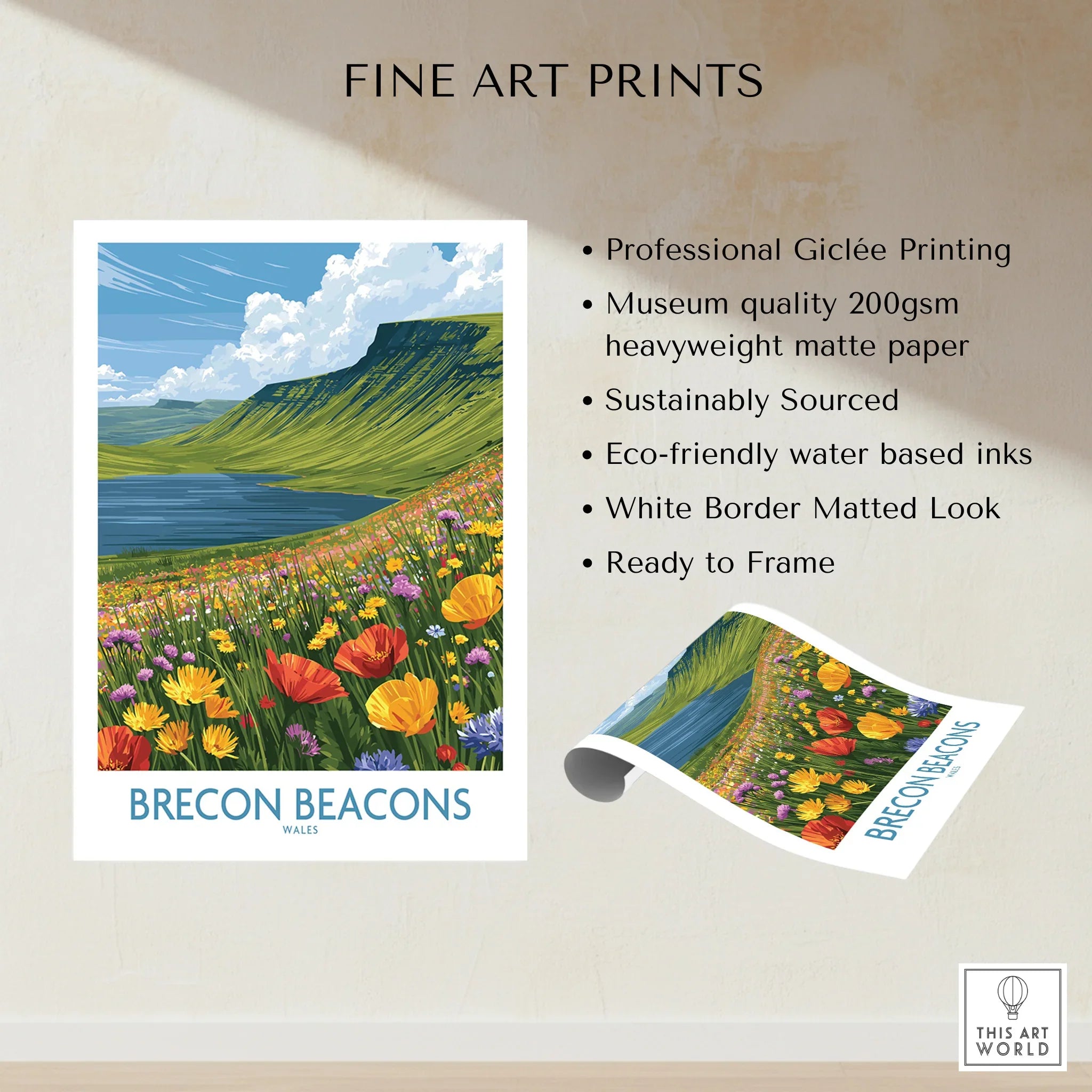 Brecon Beacons Wales Mountain Lake Wall Art — fine art print unframed quality details