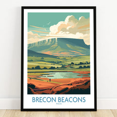 Brecon Beacons Wales Landscape Wall Art — art print in black frame on wooden floor