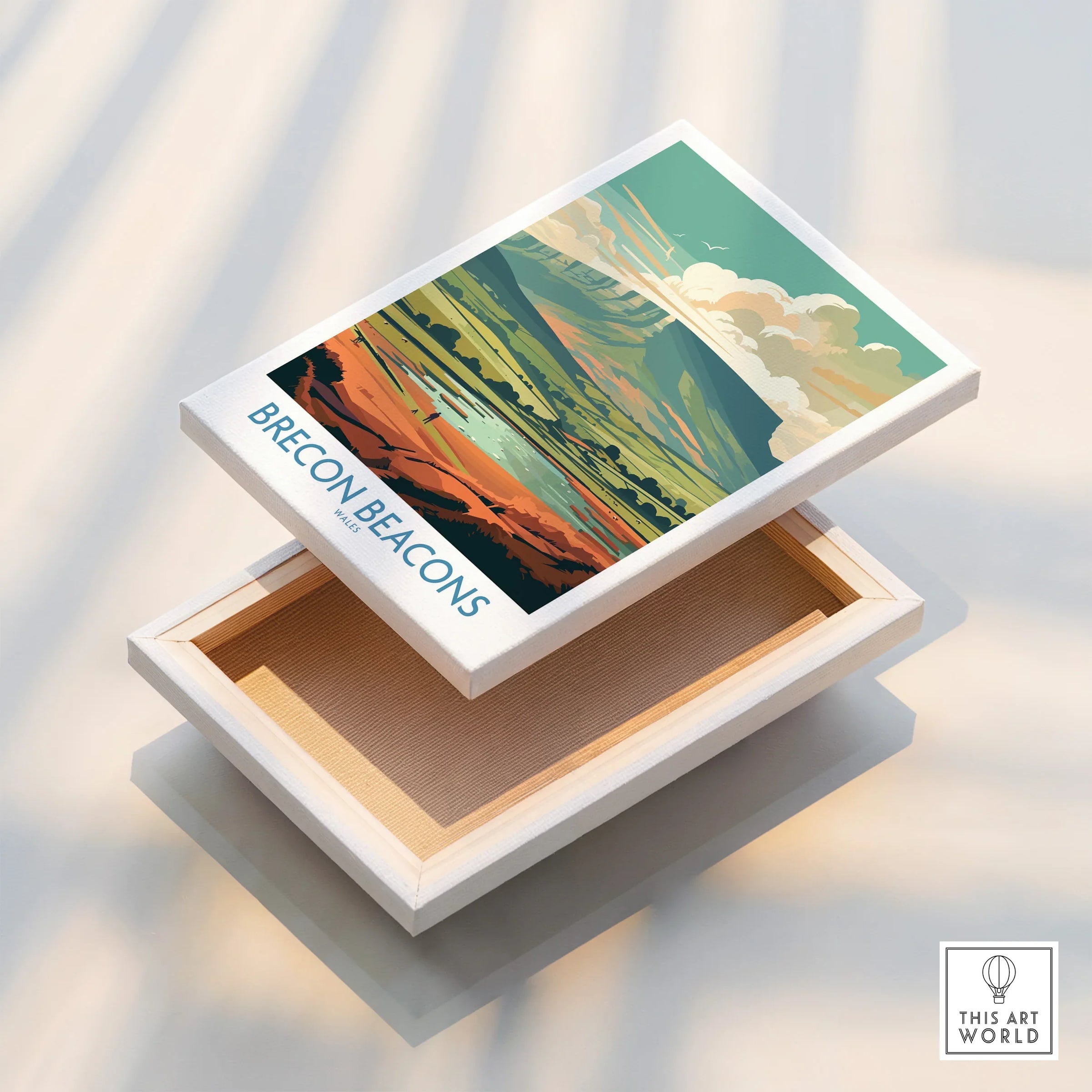 Brecon Beacons Wales Landscape Wall Art — stretched canvas print floating detail mirror edge