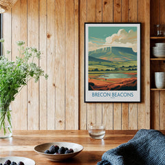 Brecon Beacons Wales Landscape Wall Art — black framed art print kitchen setting