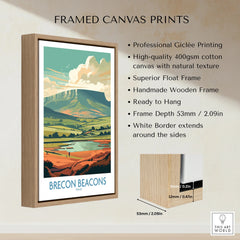 Brecon Beacons Wales Landscape Wall Art — framed canvas float frame details quality