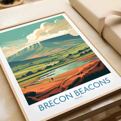 Brecon Beacons Wales Landscape Wall Art — framed art print closeup gift unwrapped natural frame