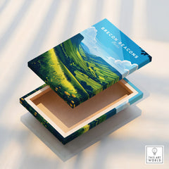 Brecon Beacons Wales Countryside Travel Poster — stretched canvas print floating detail mirror edge