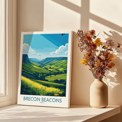 Brecon Beacons Wales Countryside Wall Art — canvas print window setting with shadows flowers