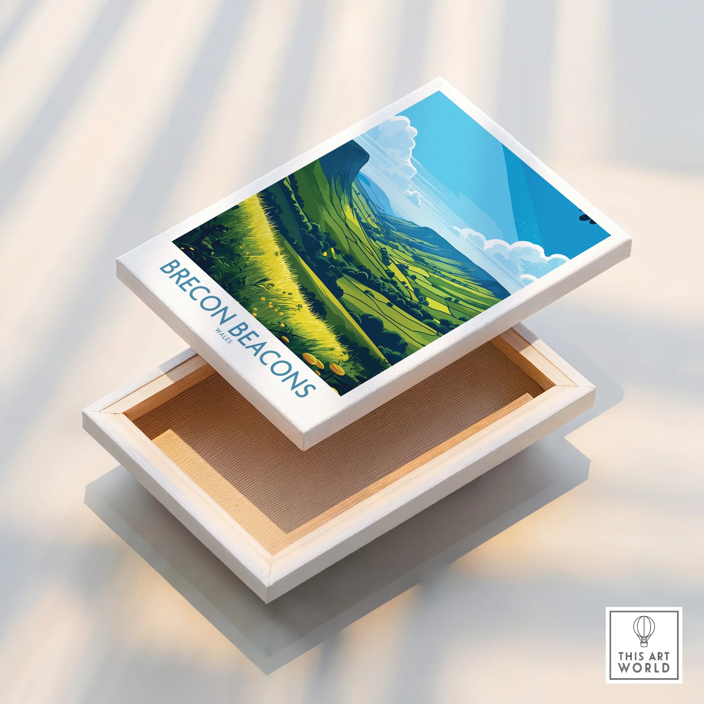 Brecon Beacons Wales Countryside Wall Art — stretched canvas print floating detail mirror edge