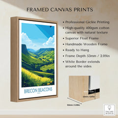Brecon Beacons Wales Countryside Wall Art — framed canvas float frame details quality