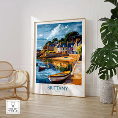 Brittany Wall Art Print showcasing vibrant landscapes and culture of France in a stylish home decor setting.