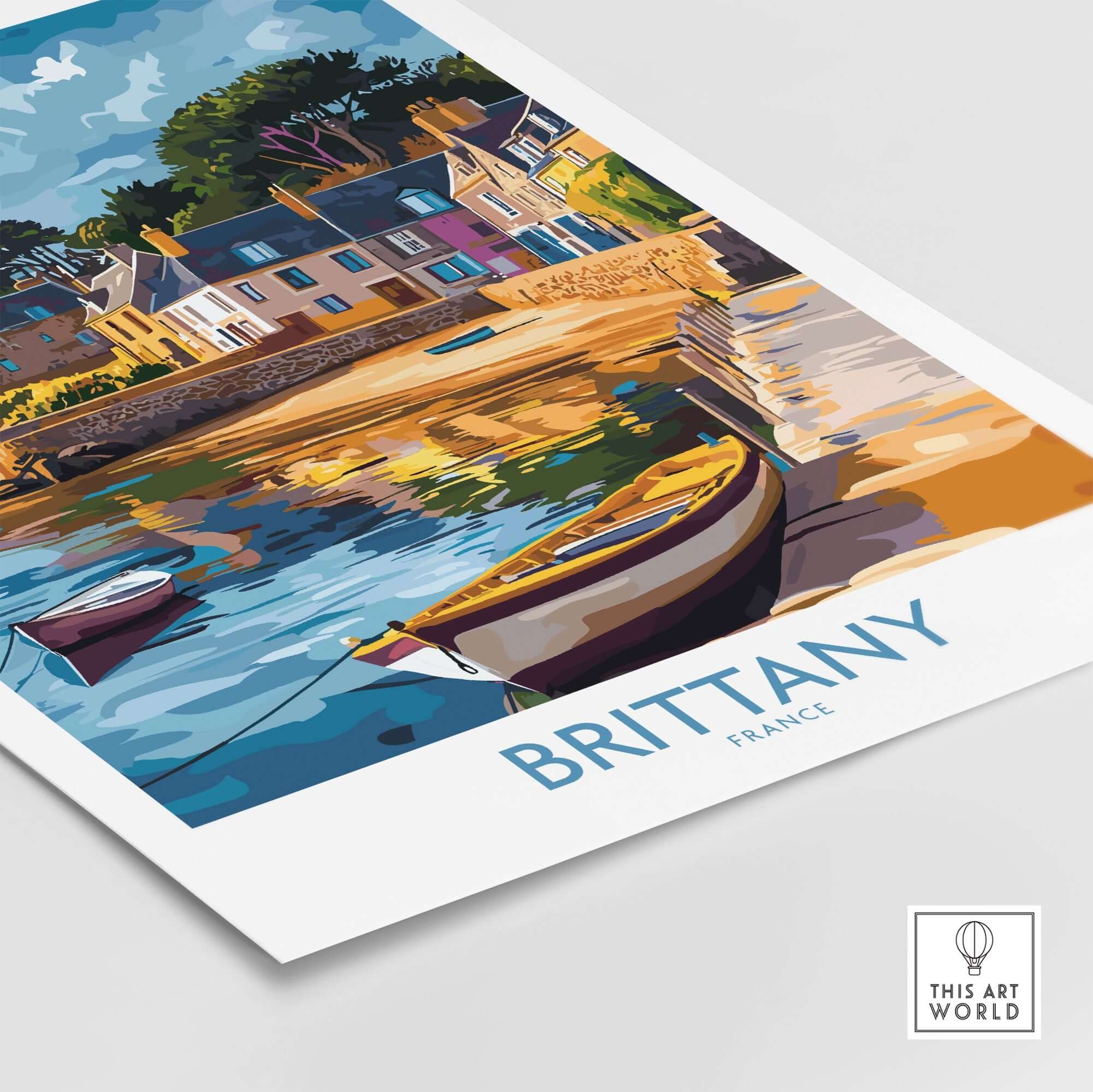 Brittany Wall Art Print featuring vibrant colors and charming landscapes of Brittany, France.