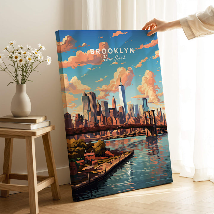 Brooklyn Print showcasing the iconic bridge and skyline, perfect for urban elegance in home décor.