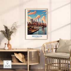 Brooklyn Poster showcasing the iconic skyline and waterfront of Brooklyn, perfect for urban home décor.
