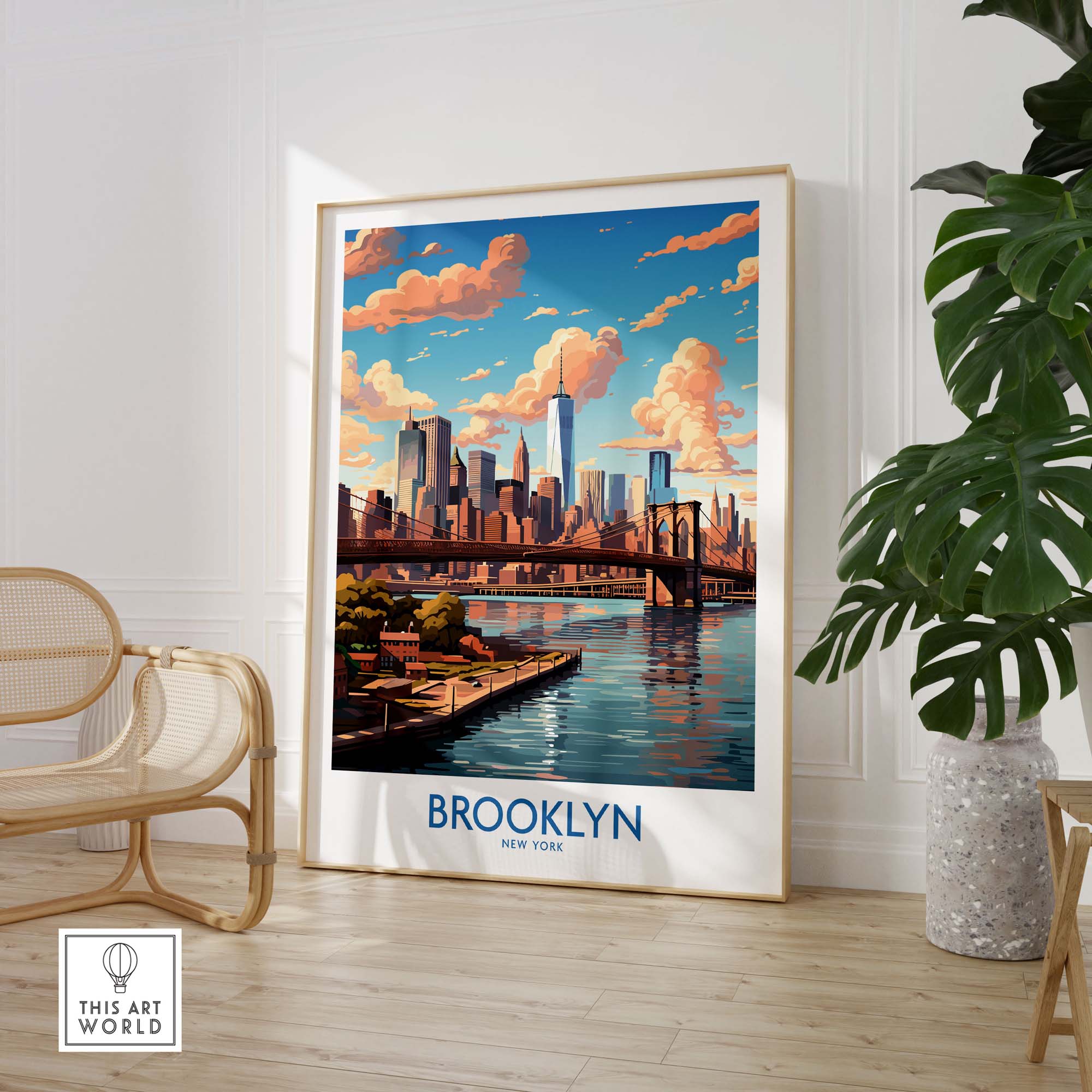 Brooklyn Poster showcasing the iconic skyline of Brooklyn, perfect for adding urban charm to any decor.
