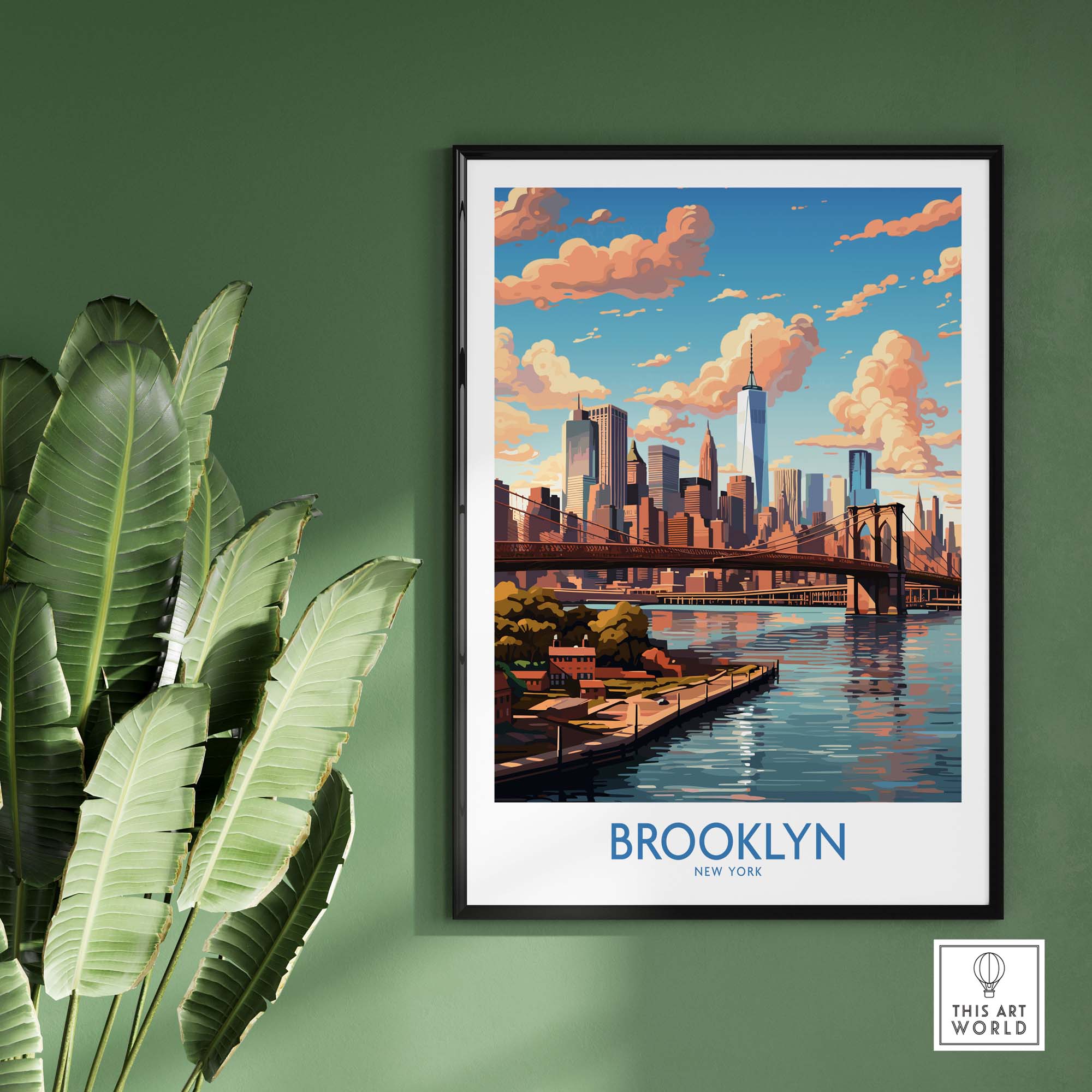 Brooklyn Poster showcasing the vibrant skyline of Brooklyn with urban charm and creative energy.