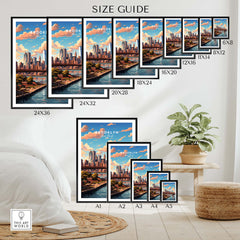 Brooklyn Print size guide showcasing various dimensions of the iconic bridge artwork.