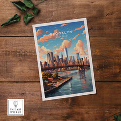 Brooklyn Print featuring a vibrant depiction of the Brooklyn skyline with the iconic bridge.