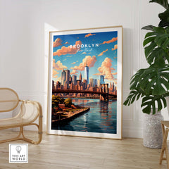 Brooklyn Print showcasing the iconic skyline and bridge of Brooklyn, perfect for enhancing home decor.