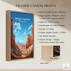 Bryce Canyon National Park print in a float wooden frame, wall art product details listed