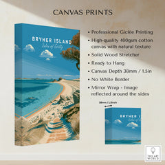 Bryher Isles of Scilly Beach Travel Poster — canvas print stretched cotton canvas details