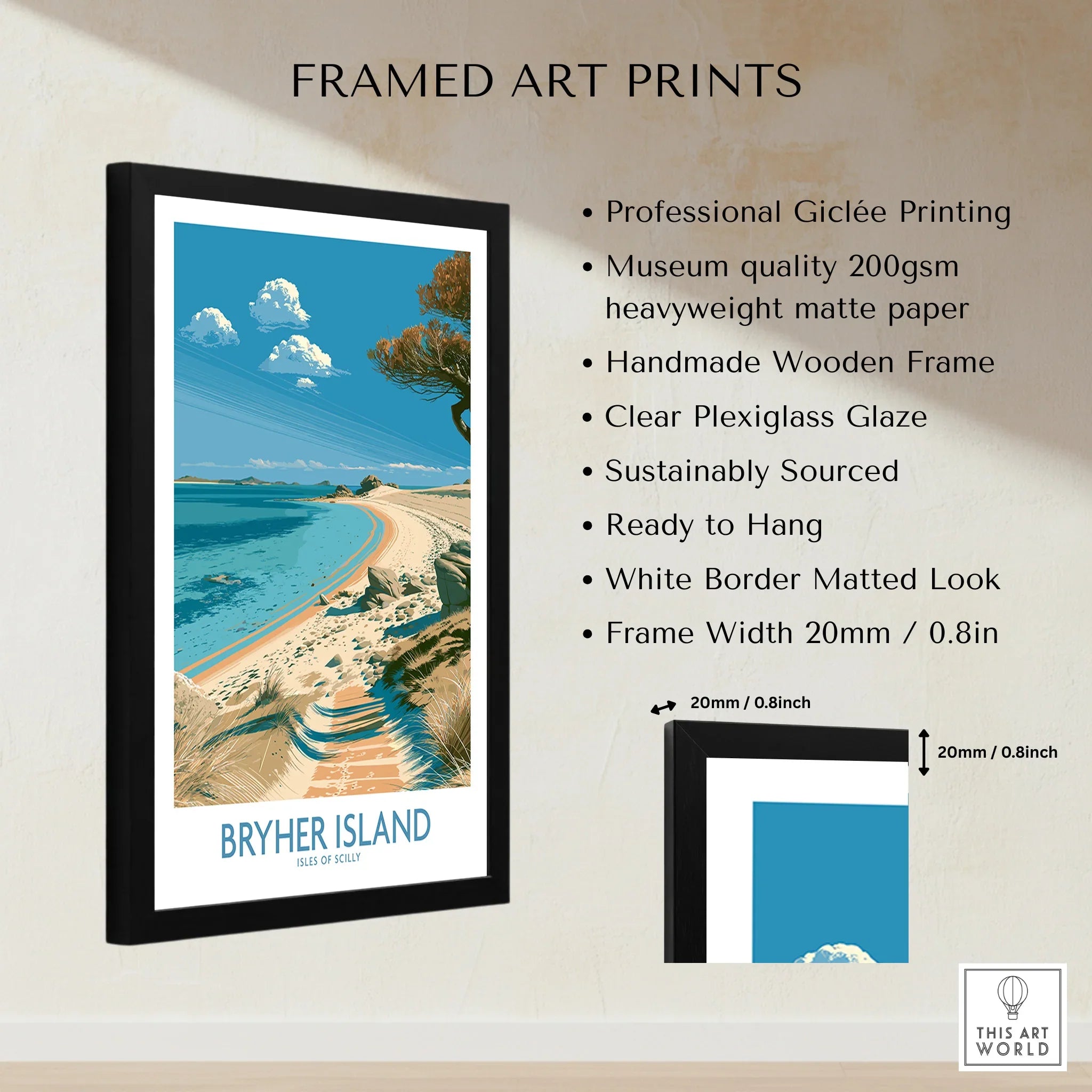 Bryher Isles of Scilly Bay Wall Art — framed print details measurements quality details