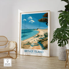 Bryher Isles of Scilly Bay Wall Art — large framed print room setting chair plant