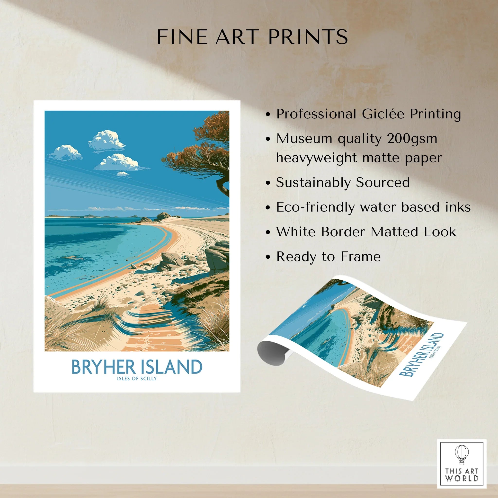 Bryher Isles of Scilly Bay Wall Art — fine art print unframed quality details