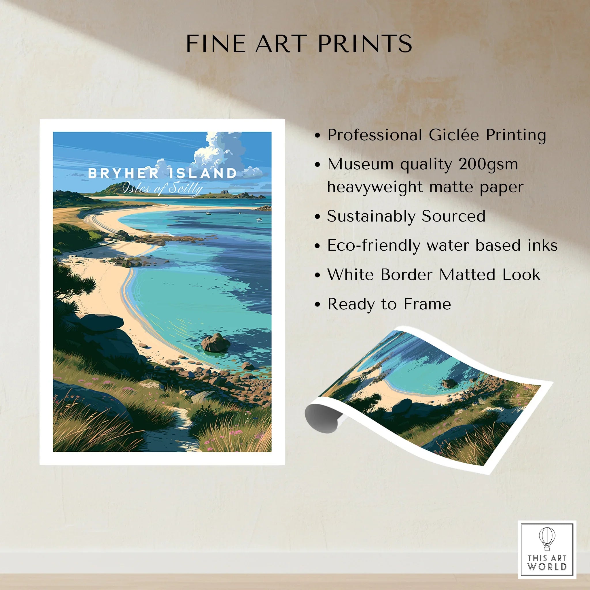 Bryher Isles of Scilly Cove Travel Poster — fine art print unframed quality details