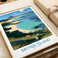 Bryher Isles of Scilly Shore Wall Art — framed art print closeup gift unwrapped natural frame