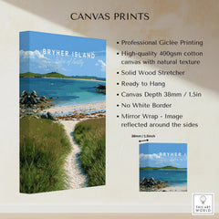 Bryher Isles of Scilly Coast Path Travel Poster — canvas print stretched cotton canvas details