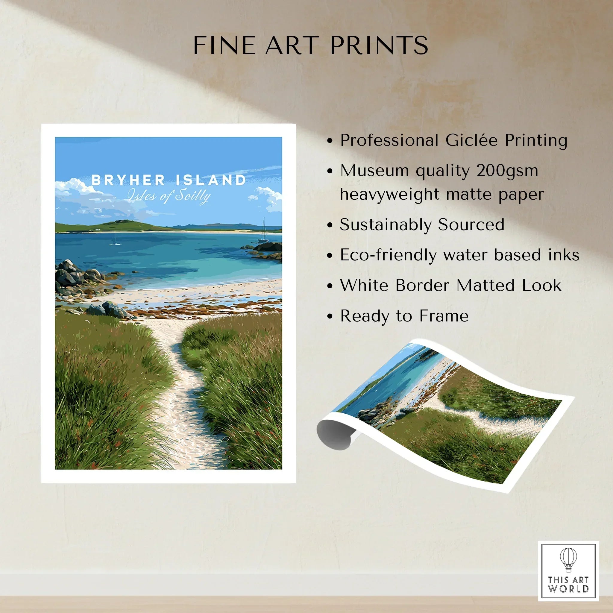 Bryher Isles of Scilly Coast Path Travel Poster — fine art print unframed quality details