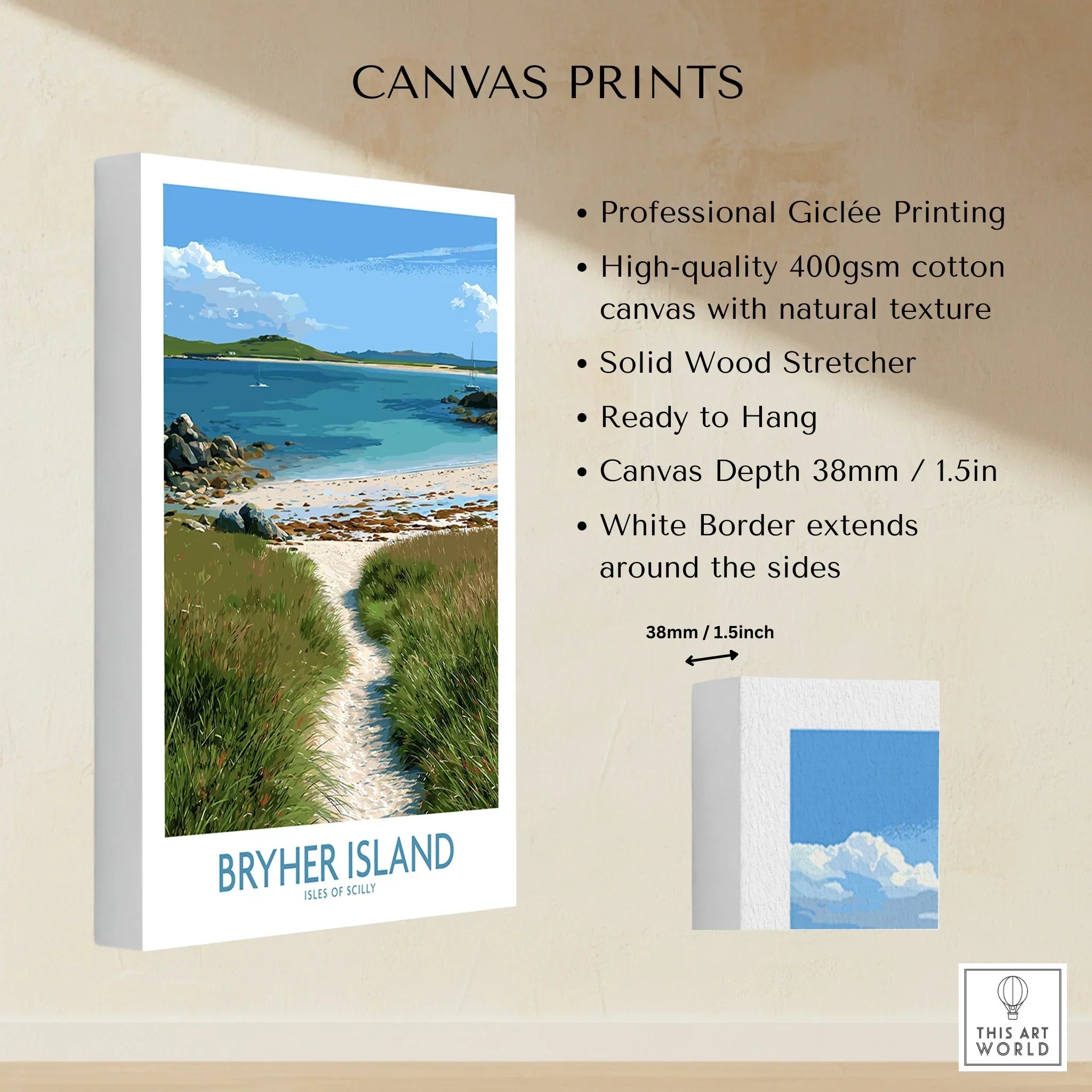 Bryher Isles of Scilly Sailboats Wall Art — canvas print stretched cotton canvas details