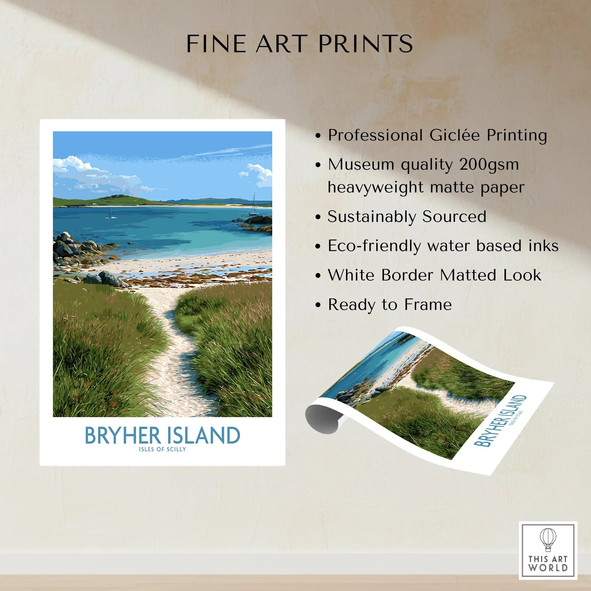 Bryher Isles of Scilly Sailboats Wall Art — fine art print unframed quality details