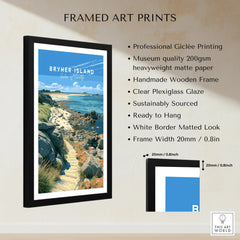 Bryher Isles of Scilly Rocky Shore Travel Poster — framed print details measurements quality details