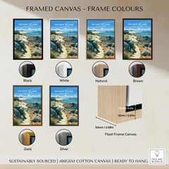 Bryher Isles of Scilly Rocky Shore Travel Poster — framed canvas float frame colour options