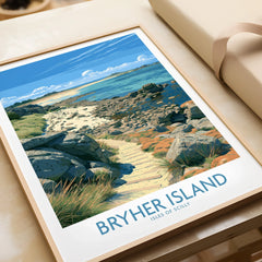 Bryher Isles of Scilly Boulder Beach Wall Art — framed art print closeup gift unwrapped natural frame