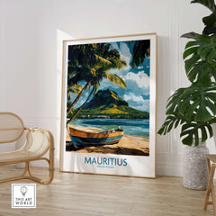 Buy Island Wall Art - Mauritius Travel Poster, Tropical Boat Scene Print.