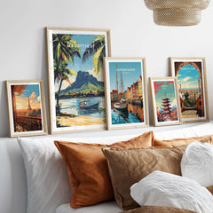 Buy Mauritius Travel Art - Island Getaway Poster Print showcased in a stylish home decor setting with vibrant travel posters.